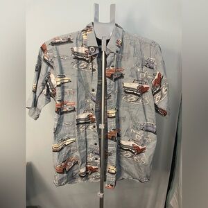 North River Vintage Car Print Button-Up‎ Shirt size LARGE
